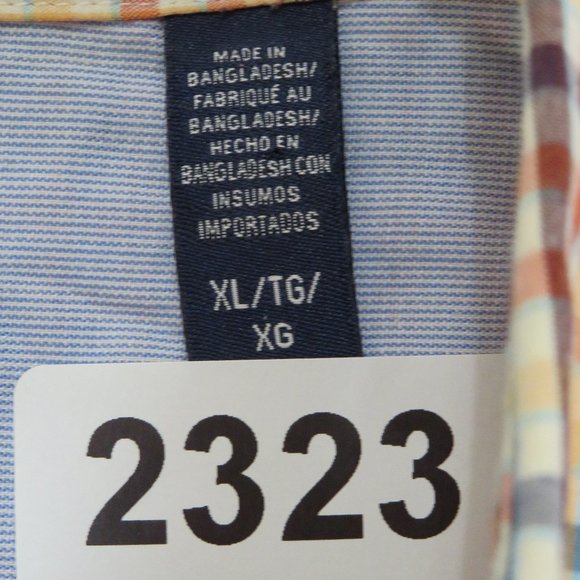 IZOD* Men's Short Sleeve Button Down Curved Hem Chest Pocket Plaid Shirt~Size XL - Picture 4 of 11